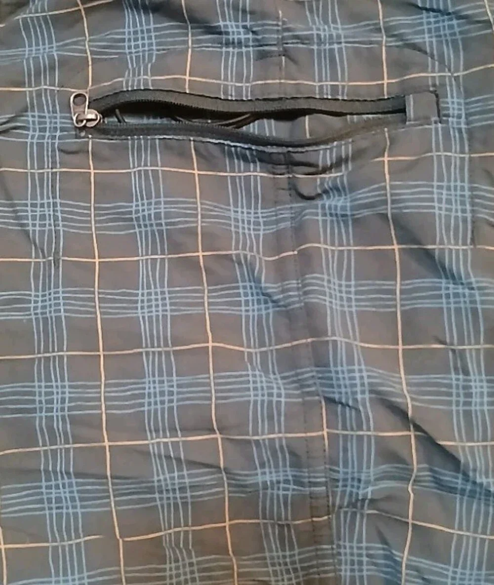 Patagonia Swim Trunks Mens 35 Blue Plaid Regular-Fit Lace-Up 100% Nylon Beach